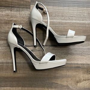 White Patent Leather Heels- Size 8